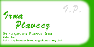 irma plavecz business card